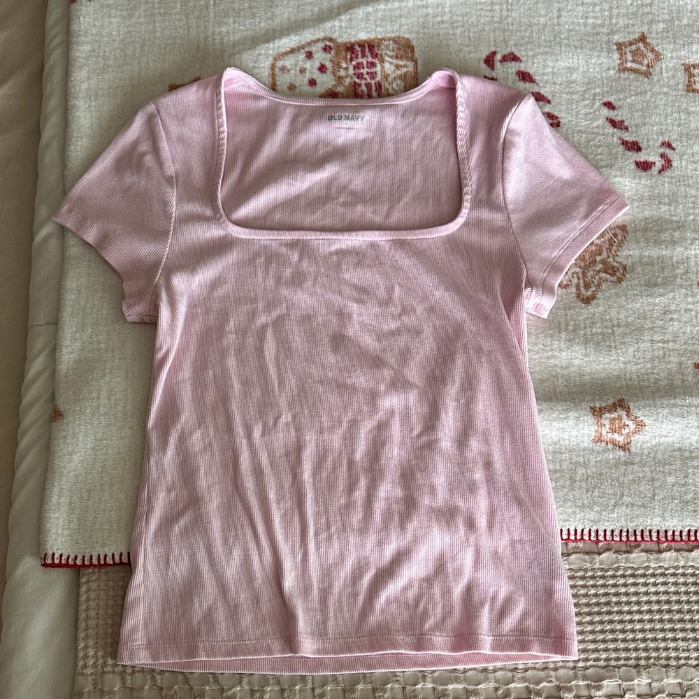 Old Navy Light Pink Square Neck Tee